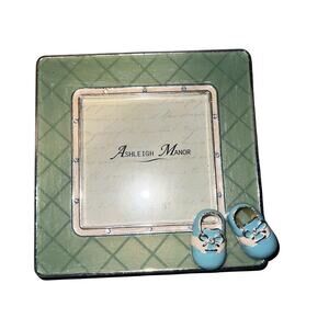 Ashleigh Manor 3.5 x 3.5 enamel rhinestone baby shoe kickstand picture frame